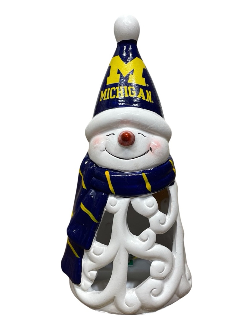 University of Michigan Ceramic Light-Up Snowman Figurine